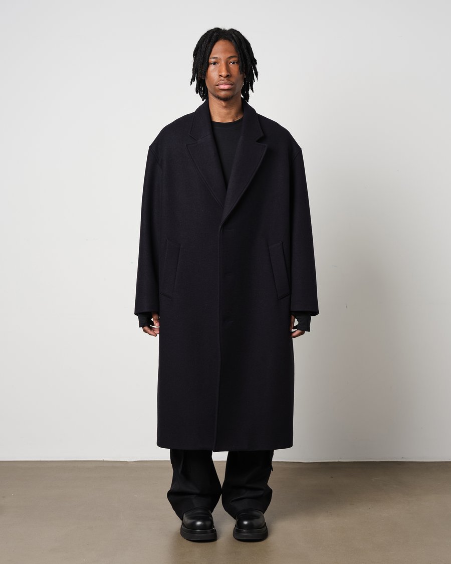 Image of Navy Wool Cashmere Overcoat