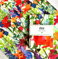 Image 1 of Poppies and Lavender tea towel