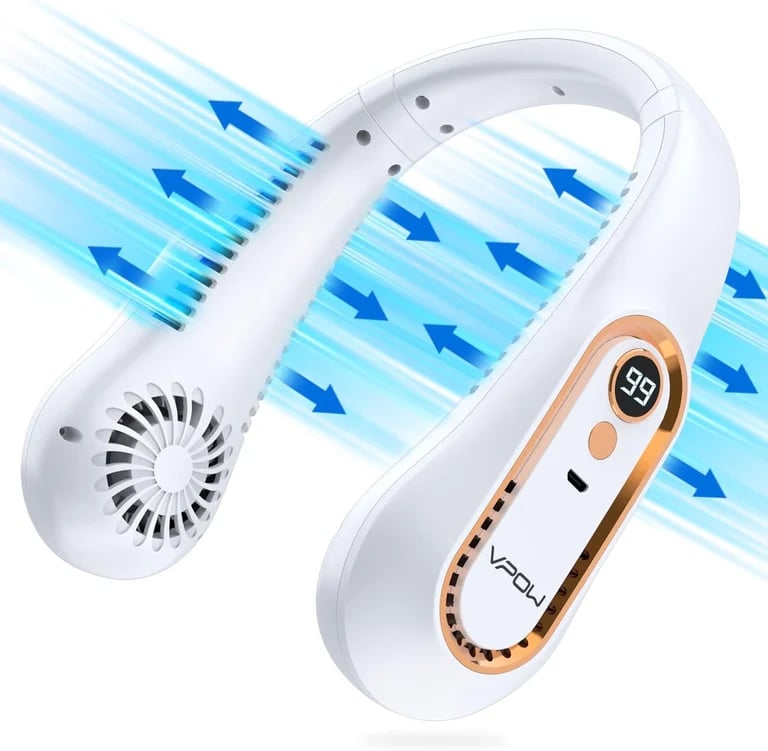 BreezeMate - Portable USB Neck Fan with 5 Speeds and Digital Display