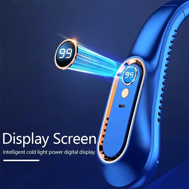 BreezeMate - Portable USB Neck Fan with 5 Speeds and Digital Display