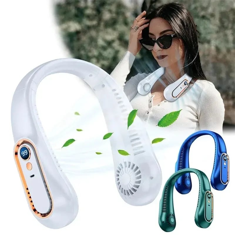 BreezeMate - Portable USB Neck Fan with 5 Speeds and Digital Display