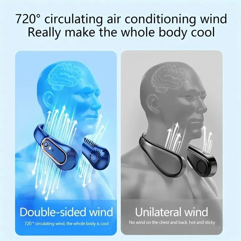 BreezeMate - Portable USB Neck Fan with 5 Speeds and Digital Display