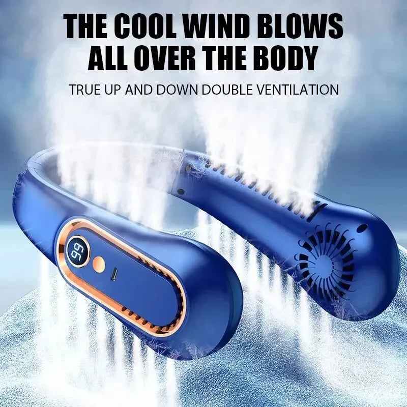 BreezeMate - Portable USB Neck Fan with 5 Speeds and Digital Display