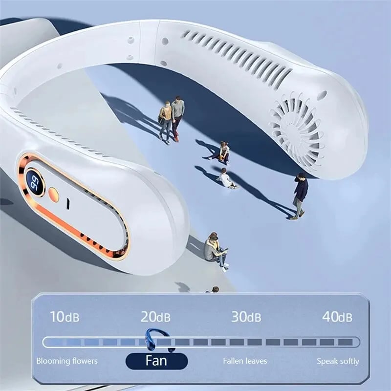 BreezeMate - Portable USB Neck Fan with 5 Speeds and Digital Display