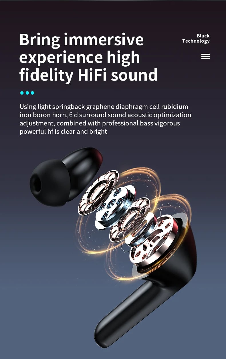 MSL Premium Wireless Earbuds with Bluetooth 5.1 Technology, 30-Hour Playtime.