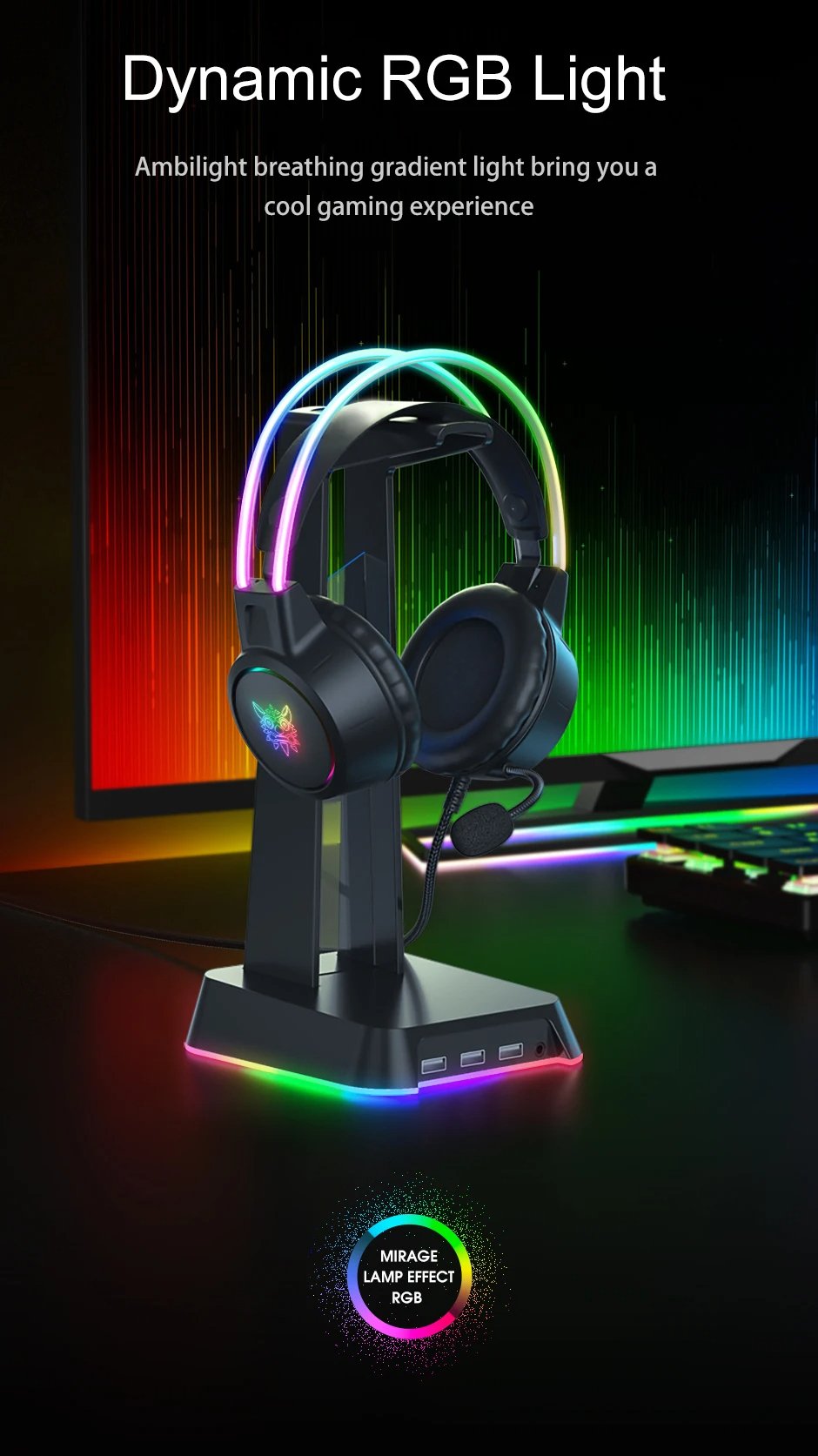 RGB Headset Gamer PC PS4 Gaming Headphones with HD Flexible Mic 3.5mm Headphone for Xbox PS5 Switch 