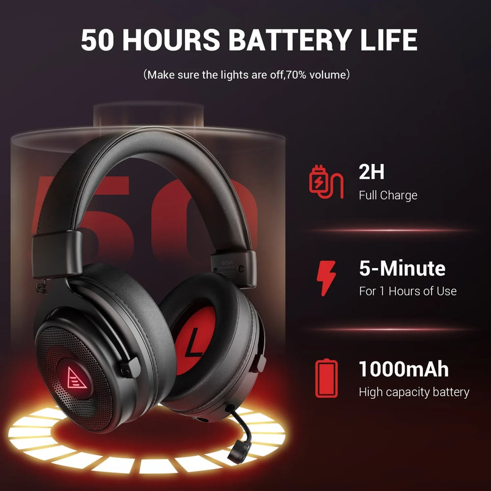  BT 2.4G Wireless/Wired Gaming Headphones, Bluetooth 5.0 Headset Gamer, For PC/PS4/PS5/Xbox
