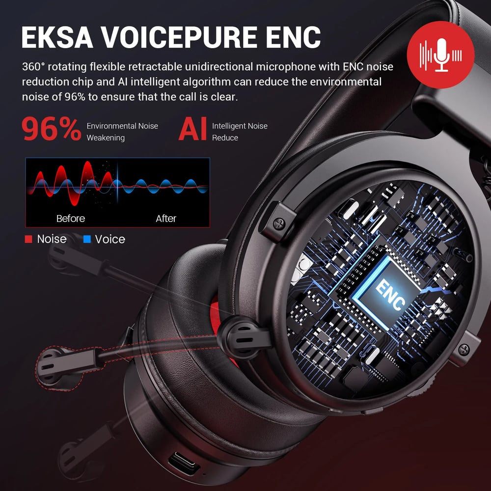  BT 2.4G Wireless/Wired Gaming Headphones, Bluetooth 5.0 Headset Gamer, For PC/PS4/PS5/Xbox