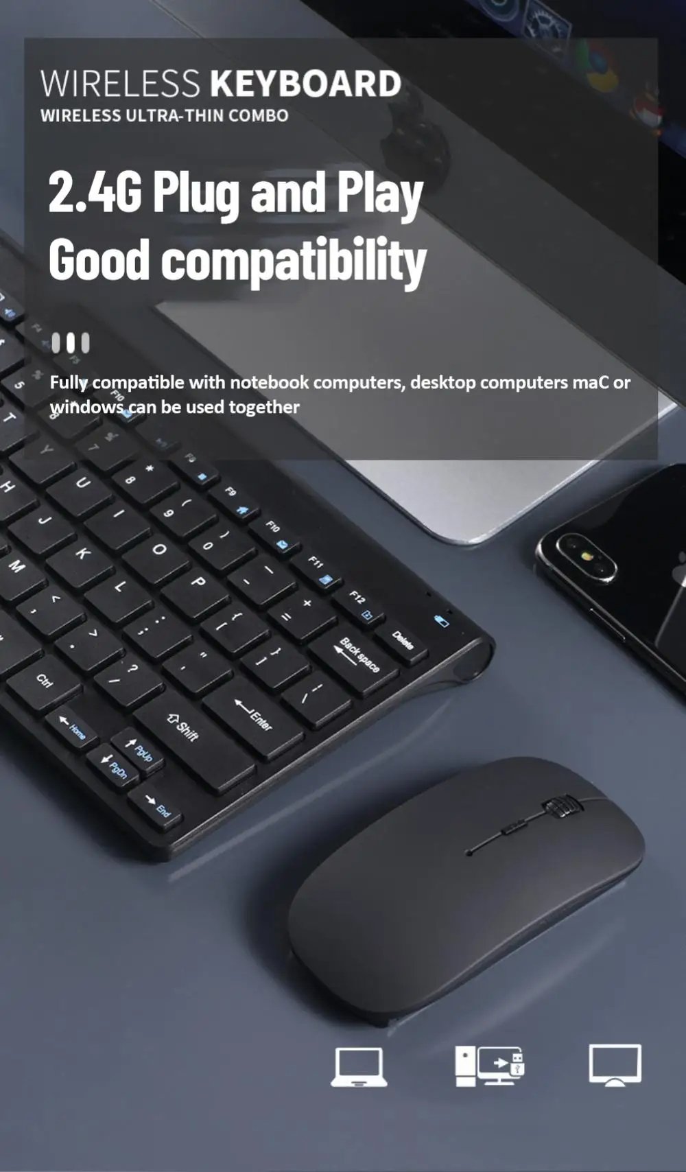 OfficeWire 78: Wireless Keyboard and Mouse Set