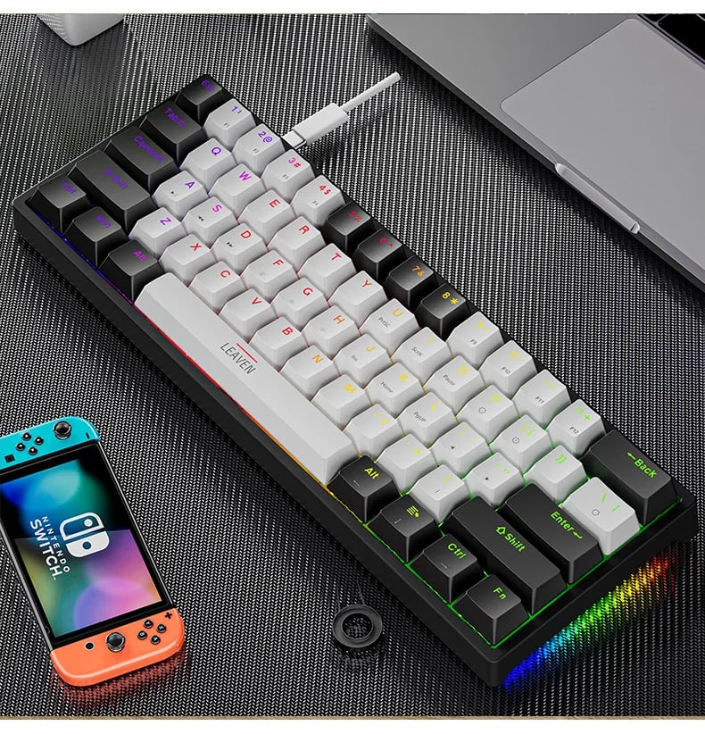 Mini 60% Gaming/Office Keyboard,Waterproof Keycap Type Wired RGB