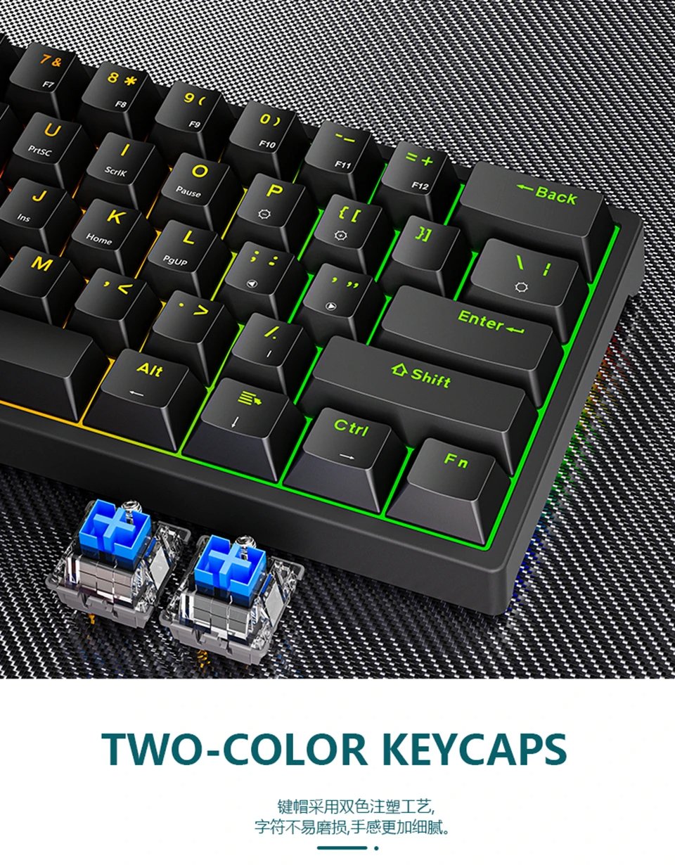 Mini 60% Gaming/Office Keyboard,Waterproof Keycap Type Wired RGB