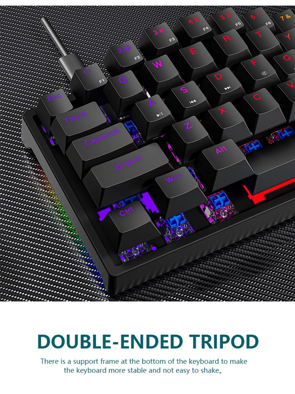 Mini 60% Gaming/Office Keyboard,Waterproof Keycap Type Wired RGB