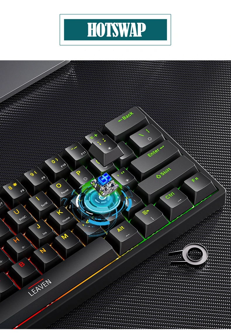 Mini 60% Gaming/Office Keyboard,Waterproof Keycap Type Wired RGB