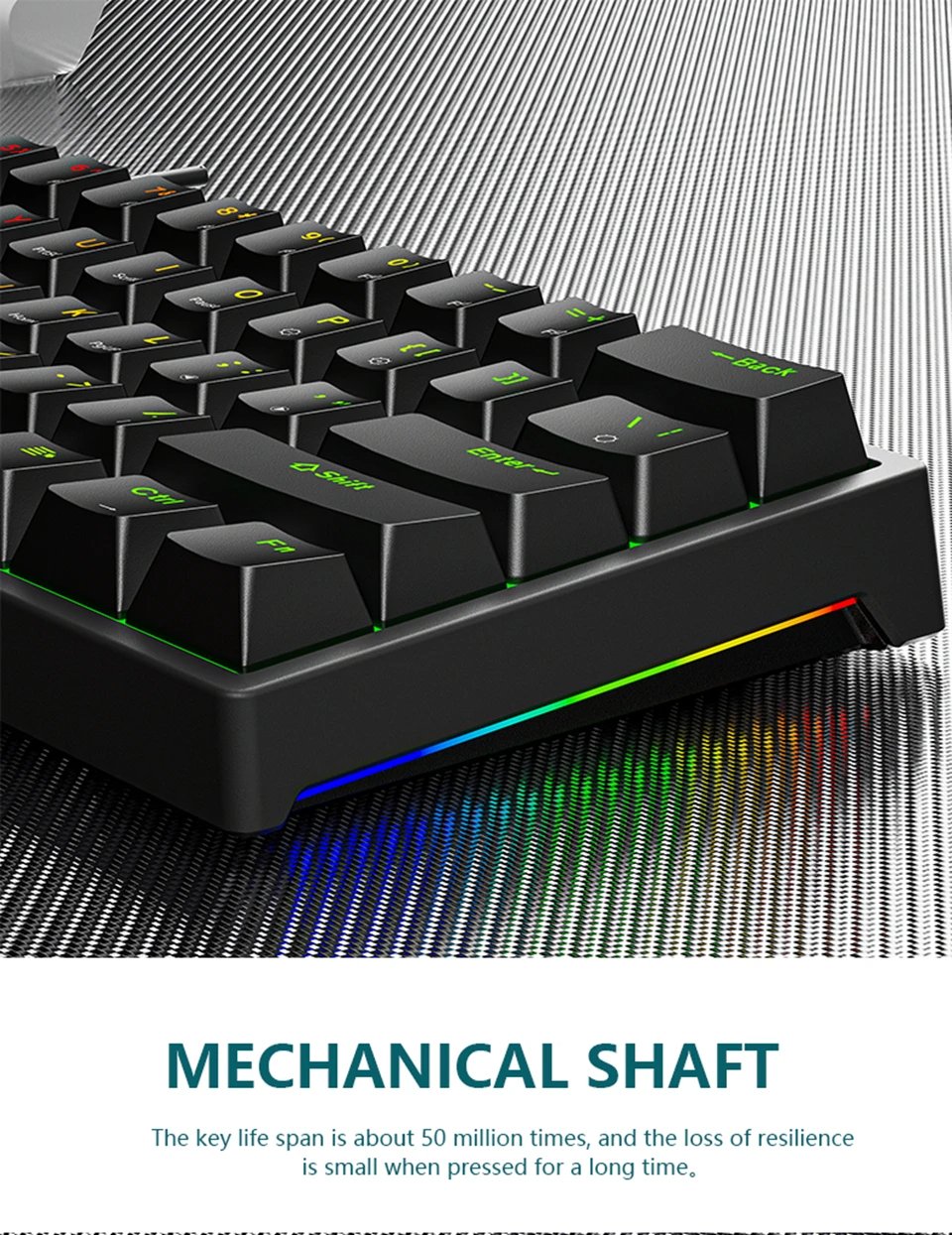 Mini 60% Gaming/Office Keyboard,Waterproof Keycap Type Wired RGB