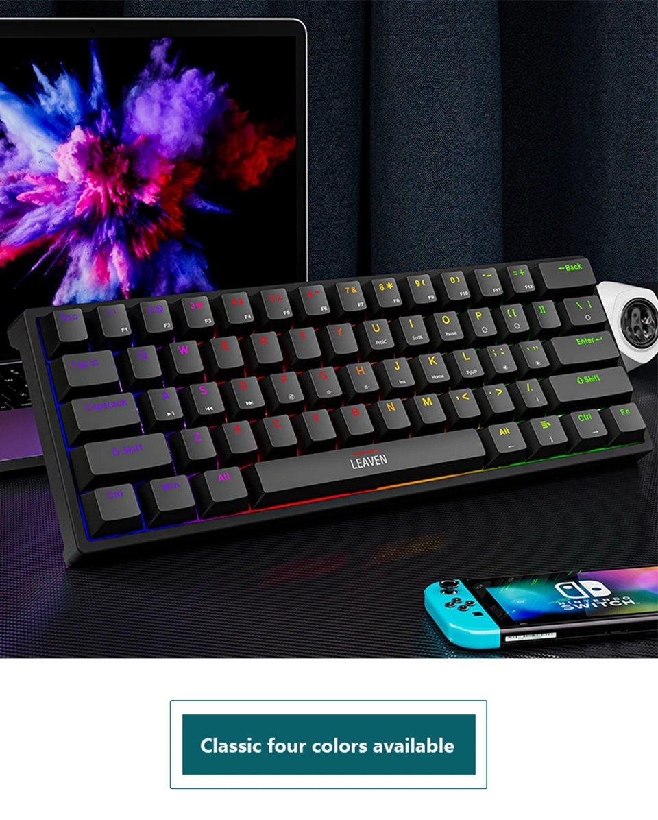 Mini 60% Gaming/Office Keyboard,Waterproof Keycap Type Wired RGB