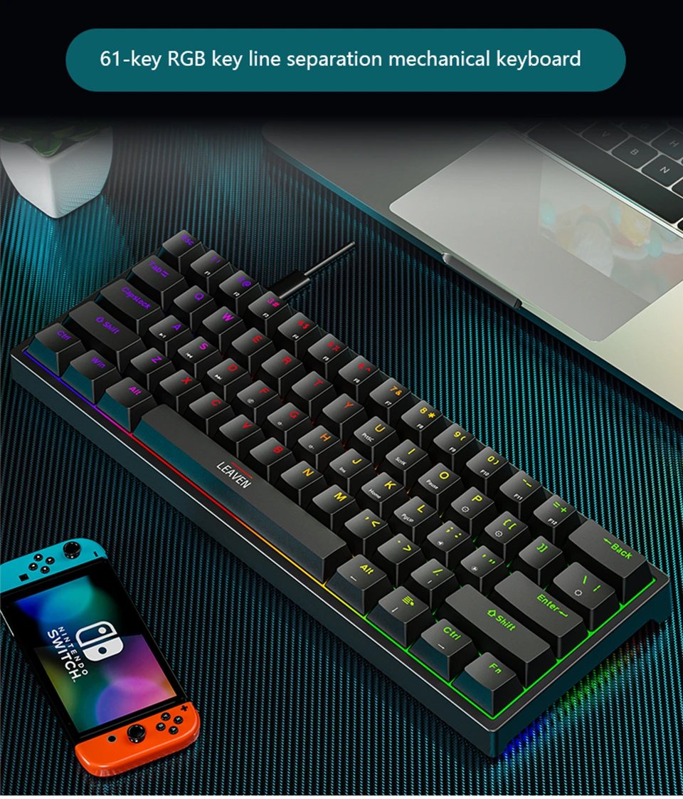 Mini 60% Gaming/Office Keyboard,Waterproof Keycap Type Wired RGB