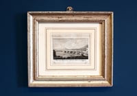 Antique Italian print engraving of Naples pier Molo di Pozzuoli