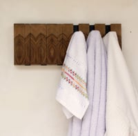 Image 2 of Wooden end grain coat rack, 6 hooks
