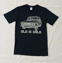 Image 1 of 'Old is Gold' Black T-shirt with Beige print