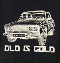 Image 2 of 'Old is Gold' Black T-shirt with Beige print