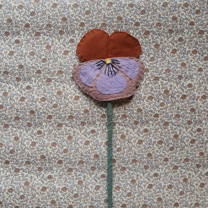 Image of Red brown and dusty violet fabric Pansy