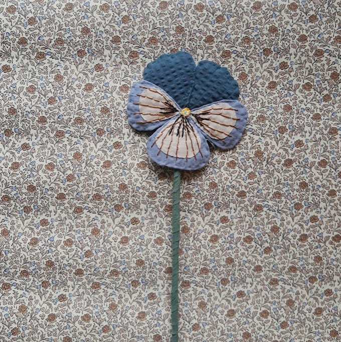 Image of Petrol and dusty blue fabric Pansy