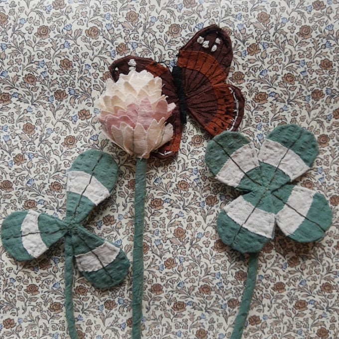 Image of Fabric Clover with butterfly
