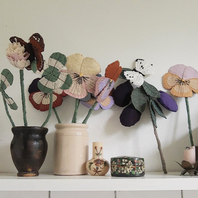 Image of Fabric Clover with butterfly