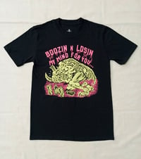 Image 1 of 'Boozin n Losin' Black T-shirt - Bone Trail Apparel