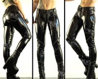 Image 1 of (SOLD AS SECONDS) BLACK PVC GUNMETAL SKINNY PANTS