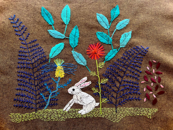 Image of White Rabbit - original embroidery