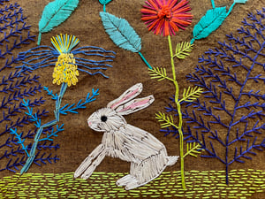 Image of White Rabbit - original embroidery