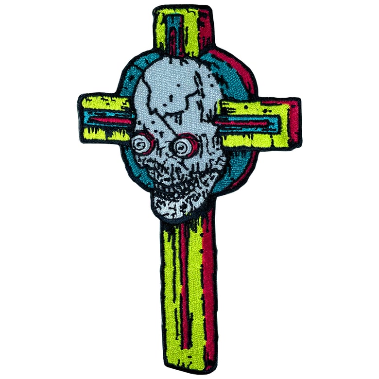 Image of SKULL CROSS EMBROIDERED PATCH