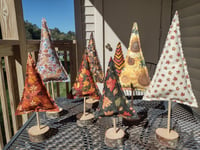 Set of 3 Fabric trees with real wood base FALL PRINTS