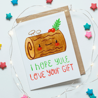 Yule Log Christmas Card | Cute Illustrated Holiday Greeting Card