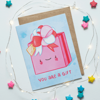 Cute Present Christmas Card | Cute Illustrated Holiday Greeting Card