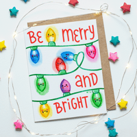 Be Merry and Bright Christmas Card | Cute Illustrated Holiday Greeting Card