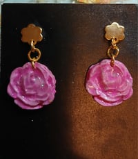 Pink rose earrings