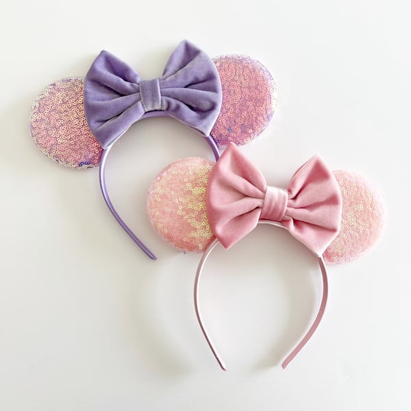 Image of Iridescent Mouse Ears with 5” Velvet Bow