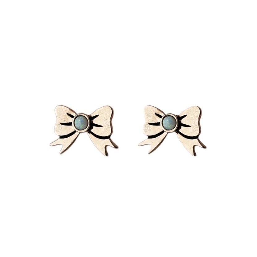 Image of Bow Earrings with Opal