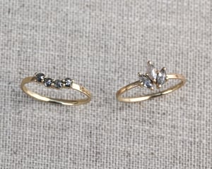 Image of *WAS £1250* 18ct Yellow gold. Dark grey rose-cut, four diamond U shaped ring (LON233)