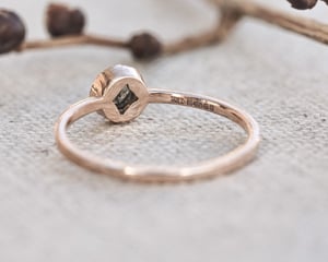 Image of *SALE - was £1750* 18ct Rose gold, Salt & Pepper diamond ring with milled edge (LON234)