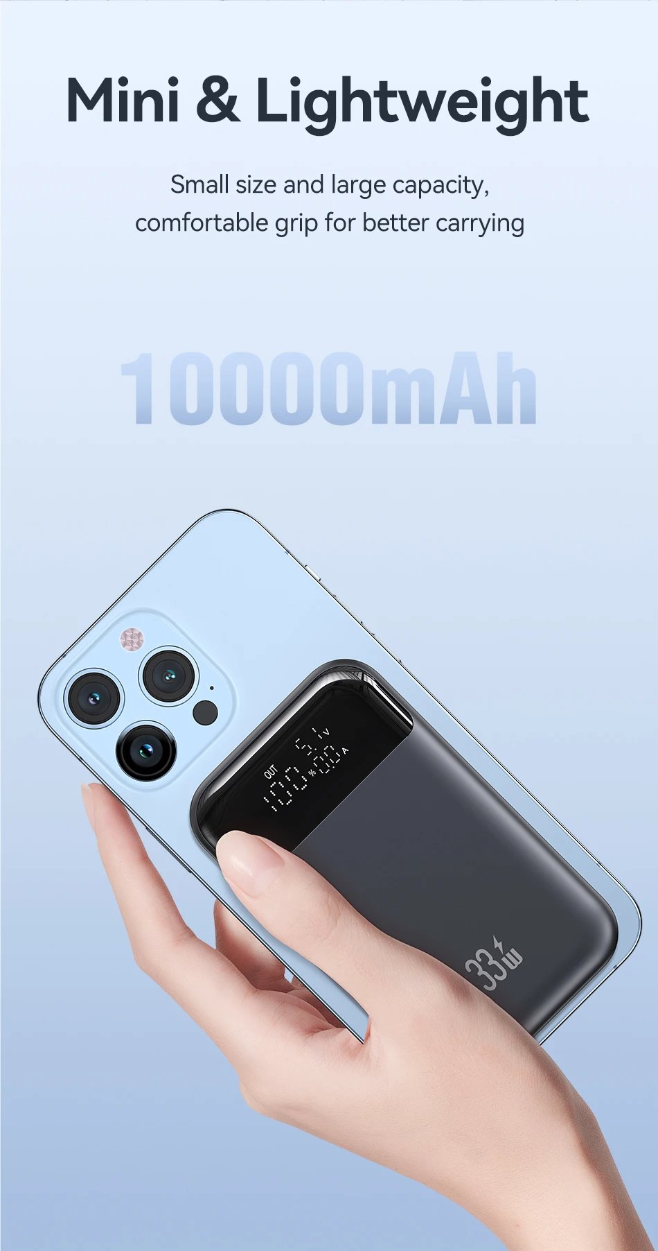 MSL Mini Power Bank 10000mAh 33W PD Fast Charging External Battery