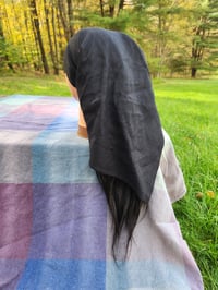 Image 2 of Linen Triangle Bandana in Black