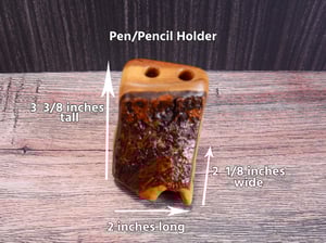 Image of 5 piece desk set made out of cherry wood with live edge, and a 18x36 wood grain desk mat