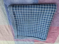 Image 2 of 40 Inch Square Linen Wrapping Scarf in reversible navy plaid