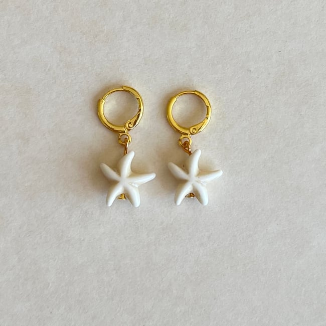 aquatic glass starfish huggie hoop earrings