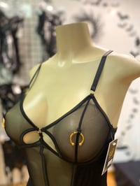 Image 2 of Black sheer teddy w/nipple rings