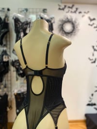 Image 4 of Black sheer teddy w/nipple rings