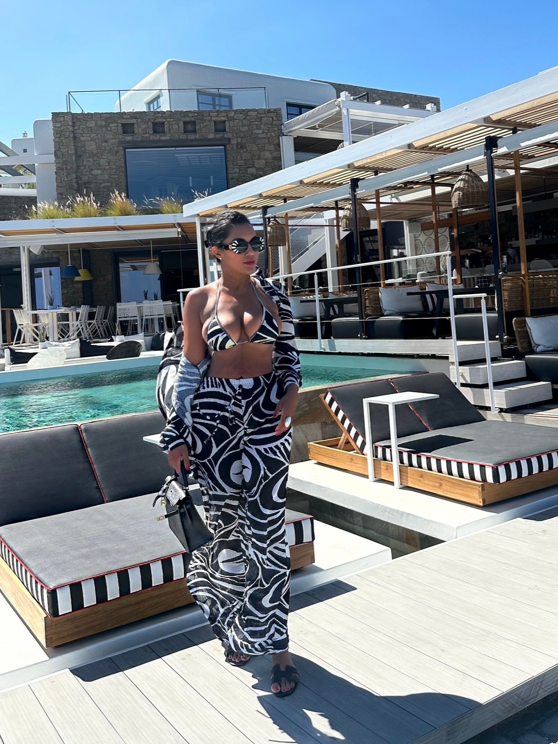 Image of ABSTRACT ZEBRA PRINT BIKINI & COVERUP SET (M)